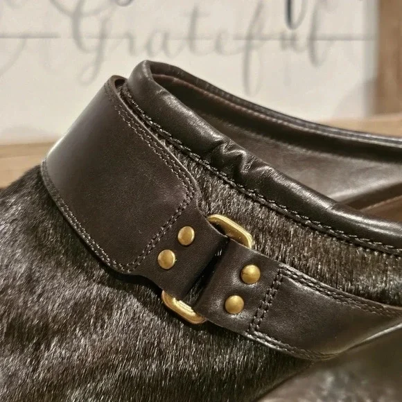 Cole Haan Calf Hair Clogs Mules Dark Brown Wmns Sz 9.5 - Picture 10 of 16